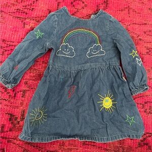 Stella McCartney Blue Denim Dress with Rainbow and Cloud Embroidery